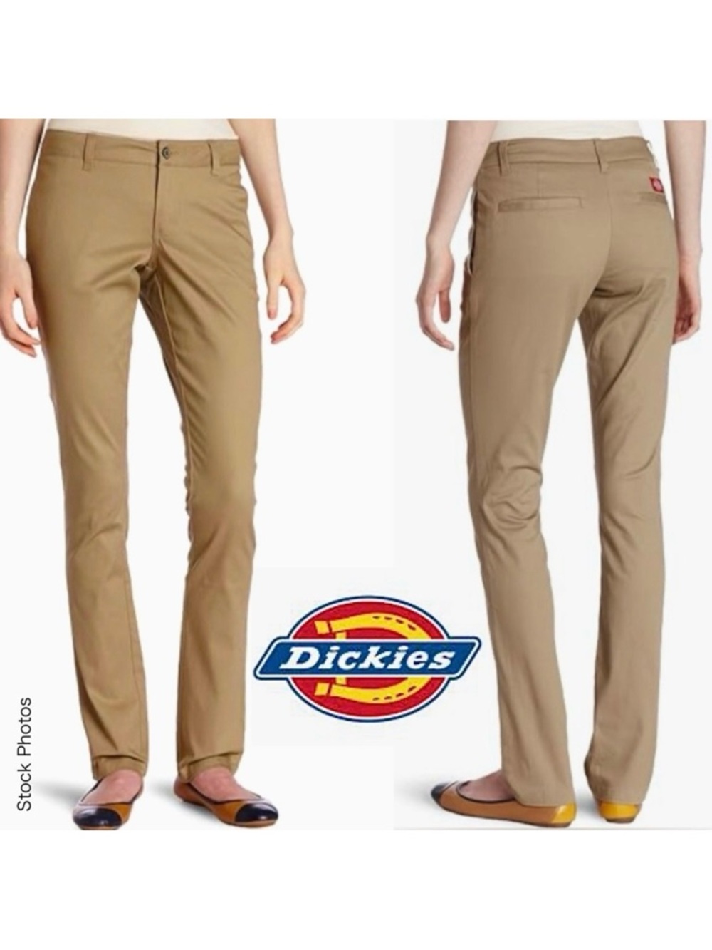 NWT Dickies Juniors Original 4-pocket Twill Khaki Mid-Rise Pants (3/26)
